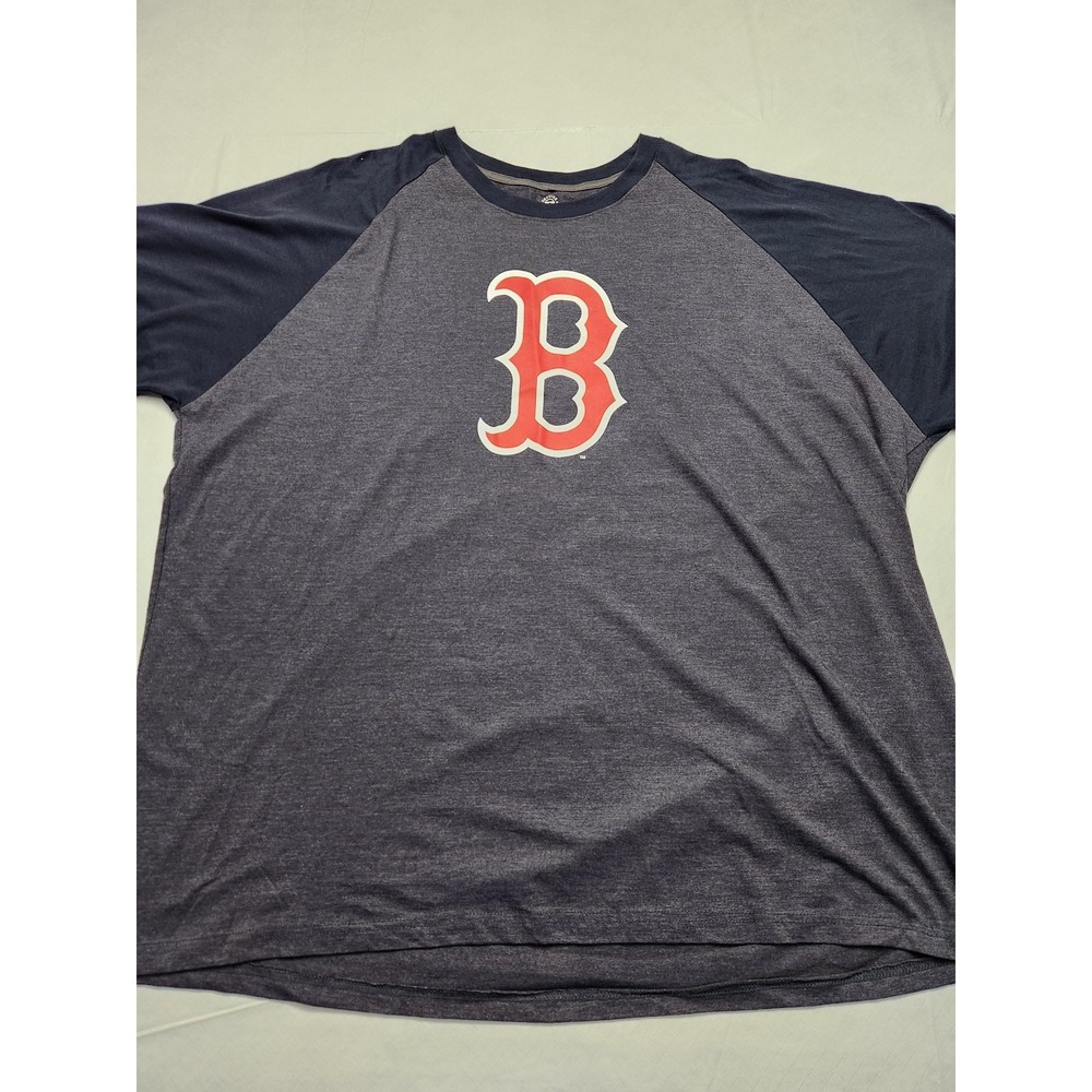 Boston Red Sox Shirt Mens 5XL Gray Navy MLB Baseball Stitches Raglan Big Tall